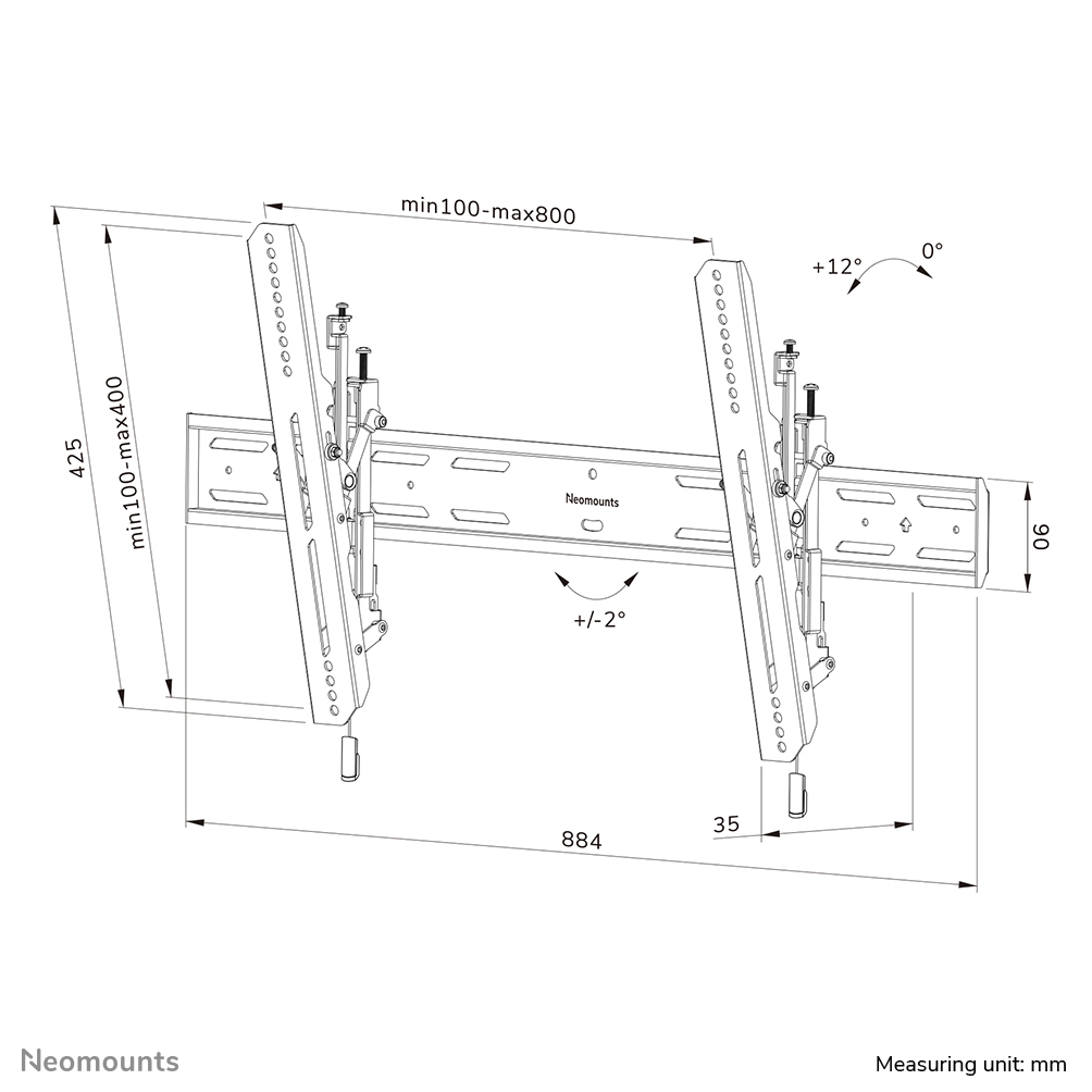 NEOMOUNTS Select Tiltable Wall Mount For 43-98in Screens - Black