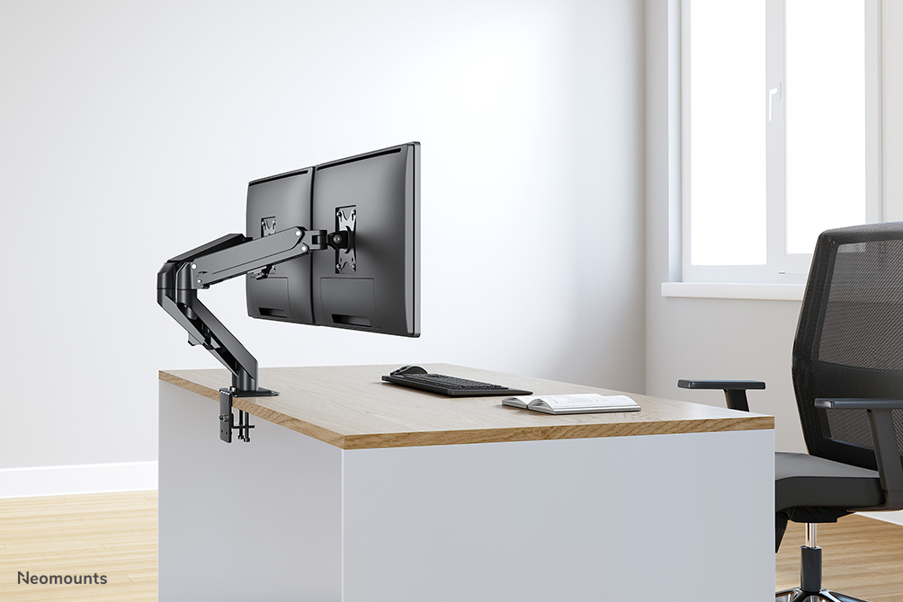 NEOMOUNTS Full Motion Monitor Desk Mount For 17-27in 2 Screens - Black