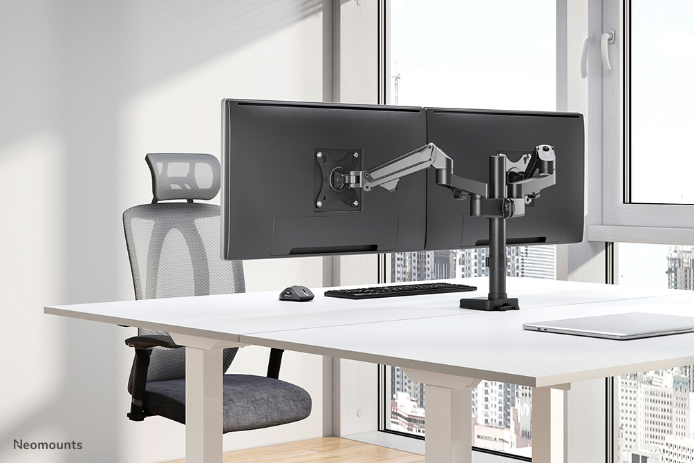 NEOMOUNTS Full Motion Monitor Desk Mount For 17-27in 2 Screens - Black