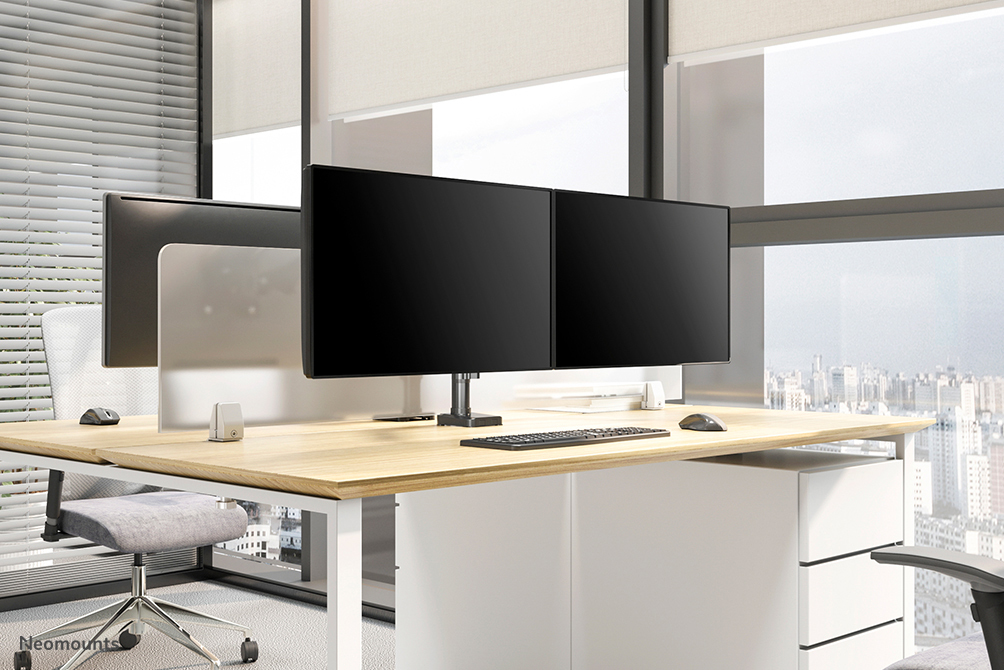 NEOMOUNTS Full Motion Monitor Desk Mount For 17-27in 2 Screens - Black