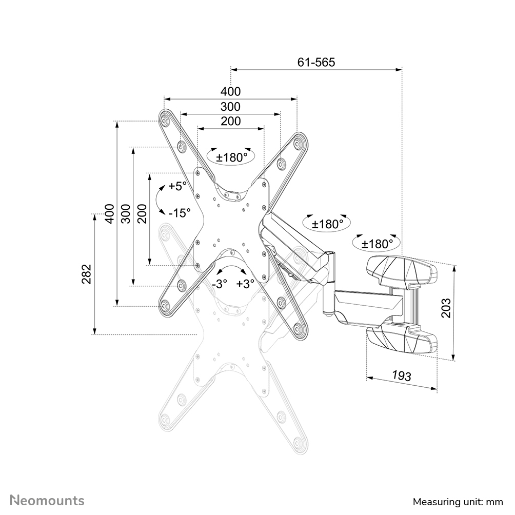 NEOMOUNTS Newstar Wall Mounted Gas Spring Tv Mount