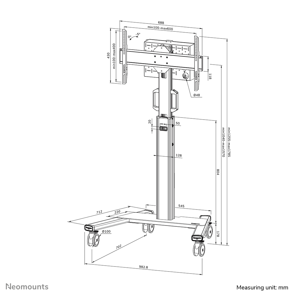 NEOMOUNTS Select Mobile Floor Stand For 37-75in Screens - Black