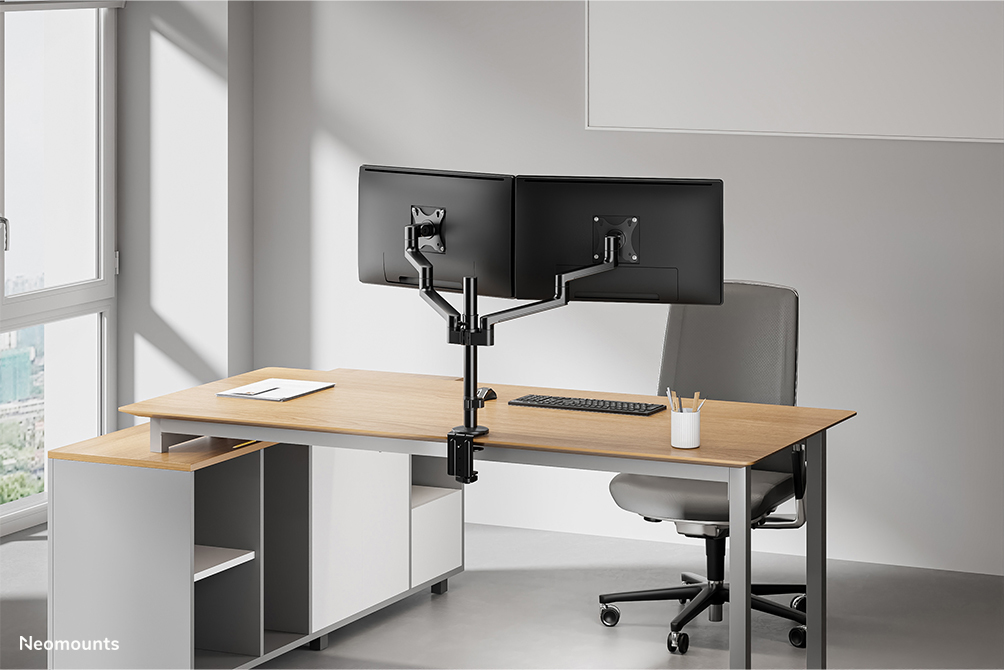 NEOMOUNTS Full Motion Monitor Arm Desk Mount For 17-27in Two Screens - Black