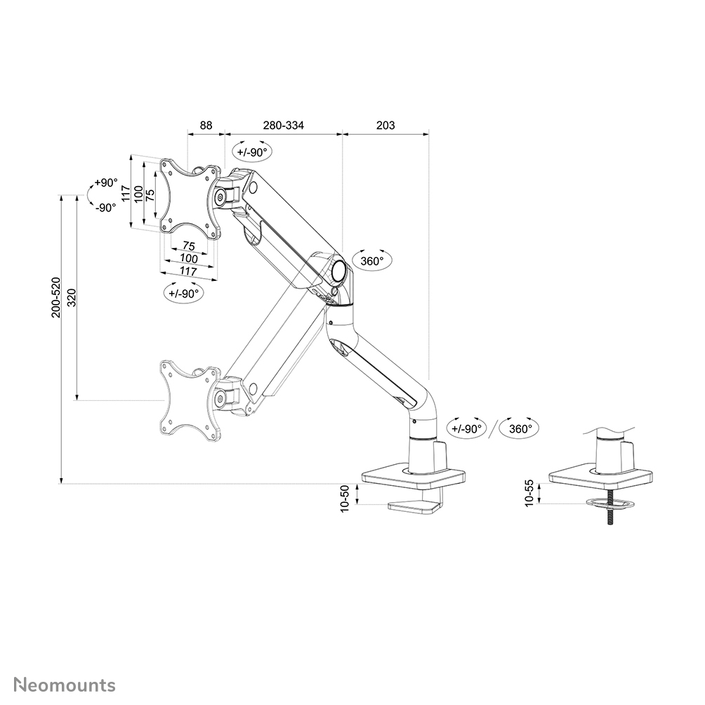 NEOMOUNTS Select  Full Motion Monitor Arm Desk Mount For 17-49in Screens - Black