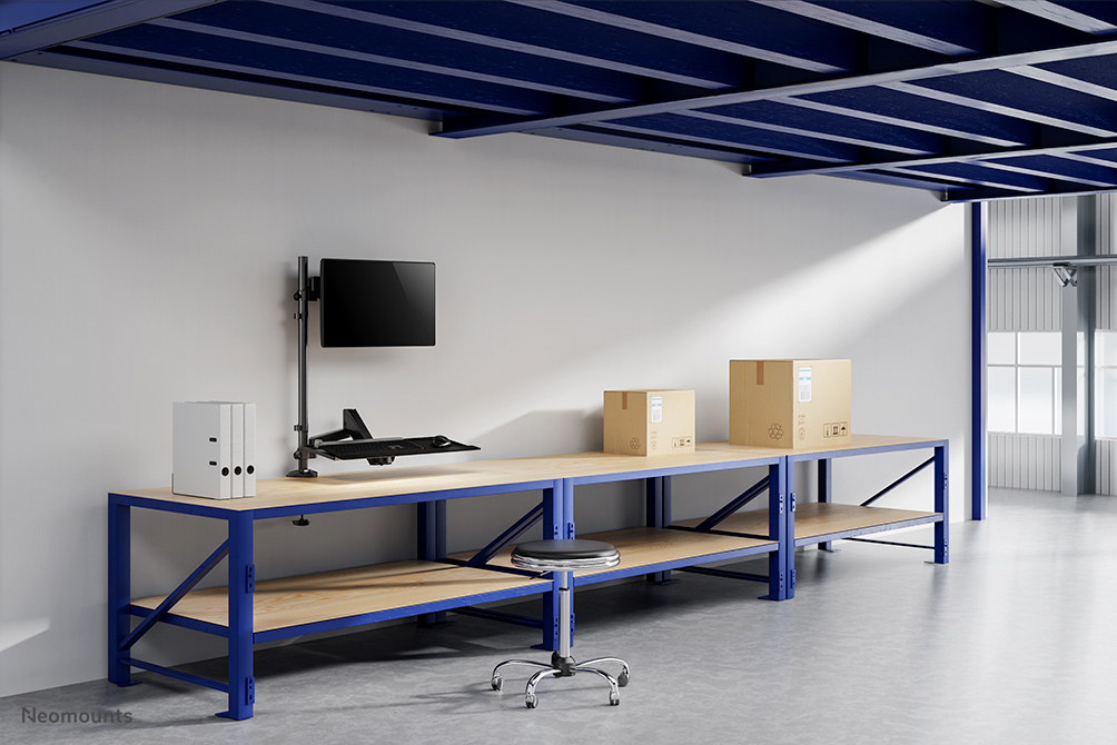 NEOMOUNTS Ds90-325bl1 Height Adjustable Desk Mounted Workstation For 17-32in Screens Keyboard And Mouse - Black
