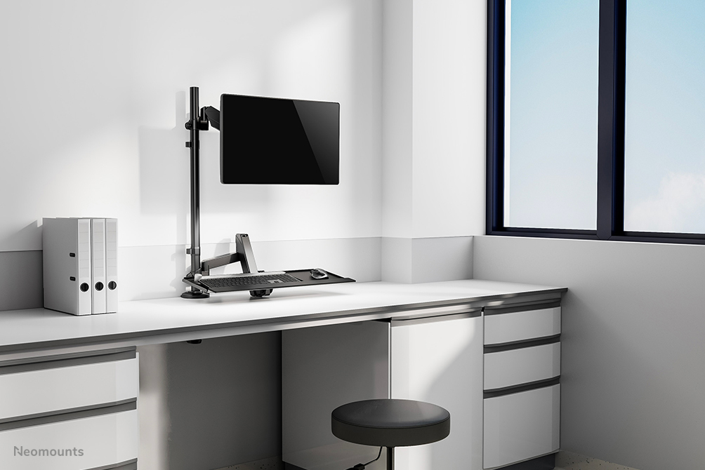 NEOMOUNTS Ds90-325bl1 Height Adjustable Desk Mounted Workstation For 17-32in Screens Keyboard And Mouse - Black
