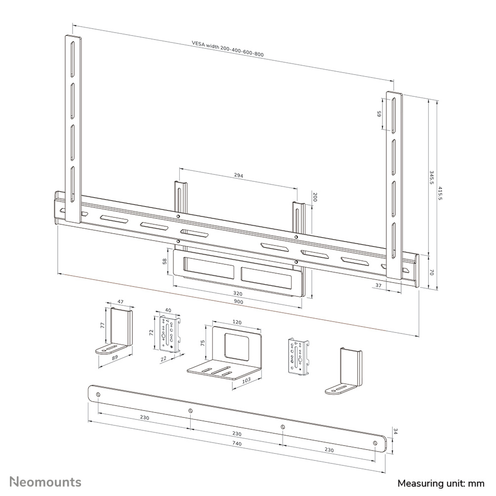 NEOMOUNTS Universal Videobar Kit Av2-500wh - White