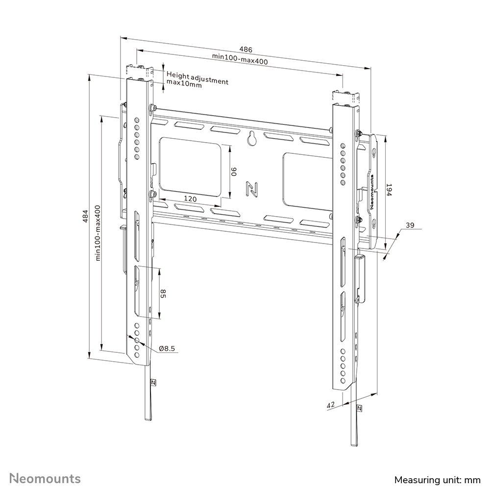 NEOMOUNTS Monitor Mount - Wall - 1 Monitor - Fixed - 42 To 75in - Black
