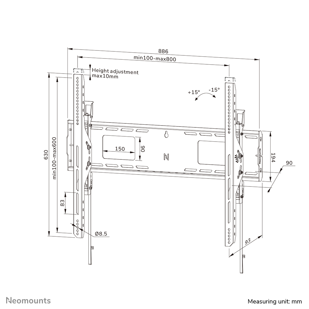 NEOMOUNTS Wl35-750bl18 Tiltable Wall Mount For 43-98