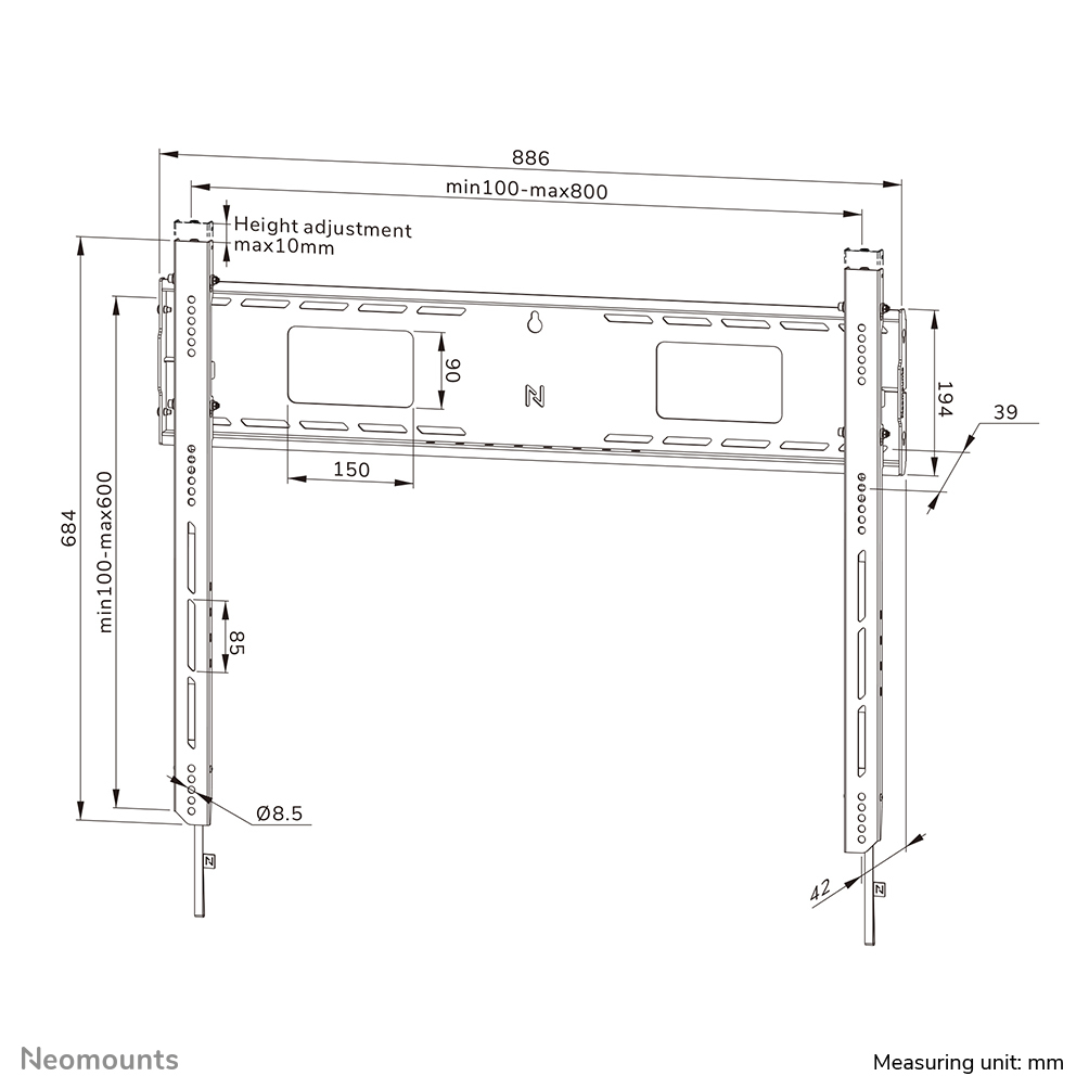 NEOMOUNTS Wl30-750bl18 Fixed Wall Mount For 43-98