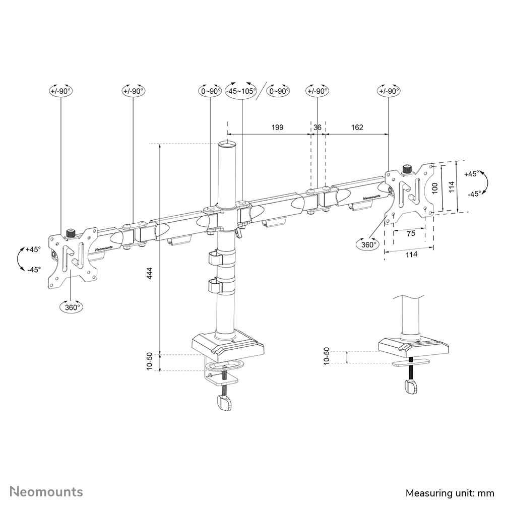 NEOMOUNTS Ds60-600bl2 Full Motion Desk Monitor Arm For 10-32in Screens - Black