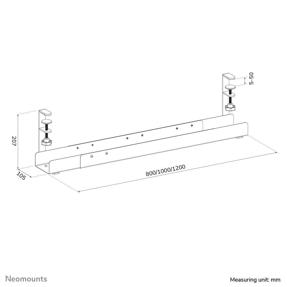 NEOMOUNTS Cable Management Tray - Max 5 Kg - Clamp-on Design - Universal - White