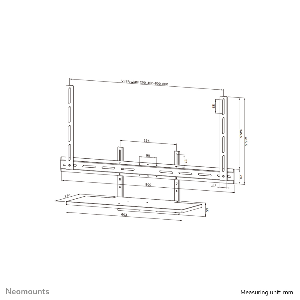 NEOMOUNTS Keyboard Shelf Kit - Vesa - 2.5 kg - Black