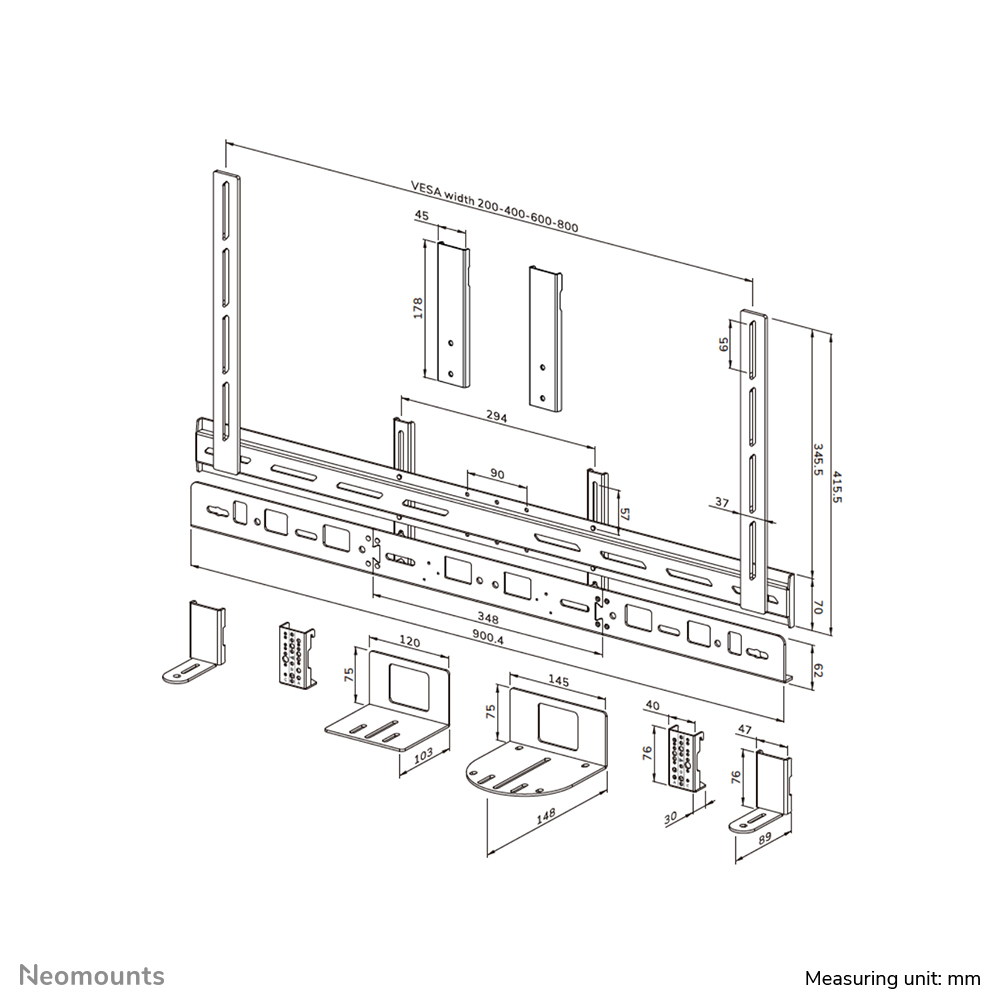 NEOMOUNTS Av30-500bl Videobar Kit 43-110in - Vesa - Max 10 Kg - Universal