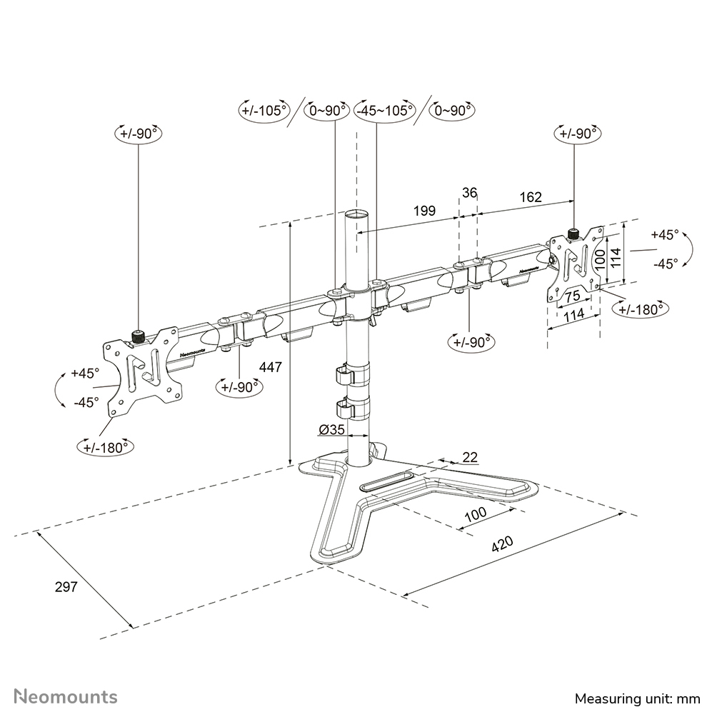 NEOMOUNTS Dual Monitor Stand - 10-32