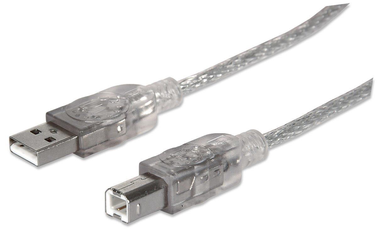INTELLINET/MANHATTAN USB Cable USB 2.0 A To B 3m Translucent Silver