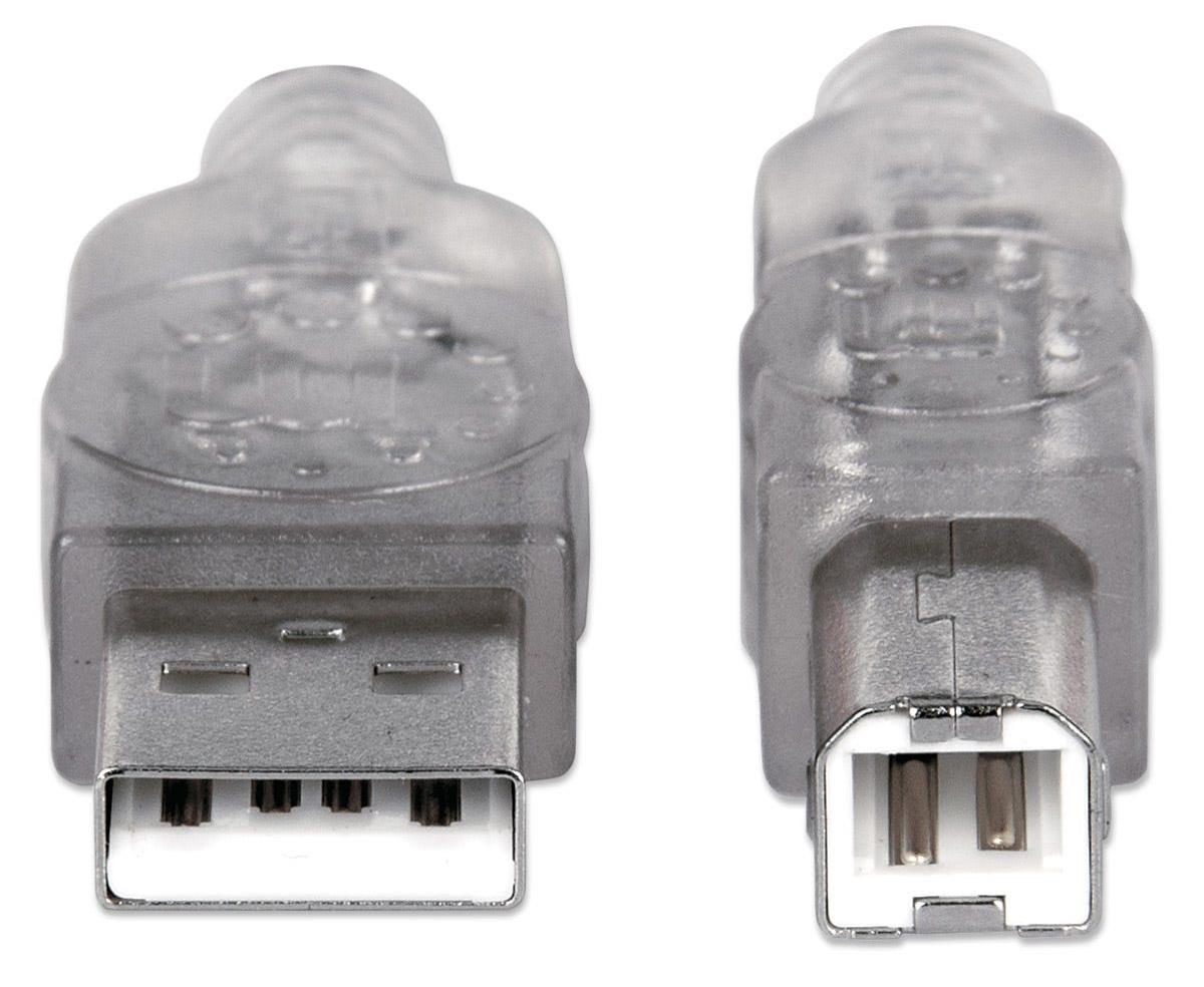 INTELLINET/MANHATTAN USB Cable USB 2.0 A To B 3m Translucent Silver