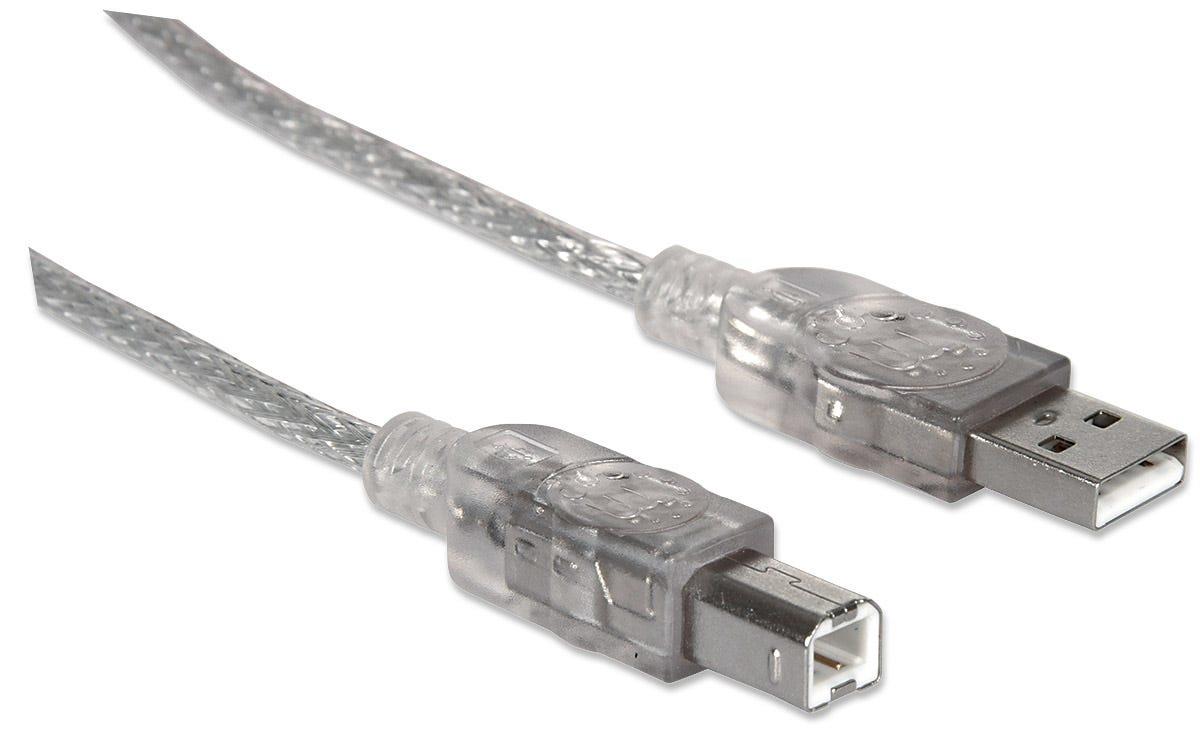 INTELLINET/MANHATTAN USB Cable USB 2.0 A To B 3m Translucent Silver