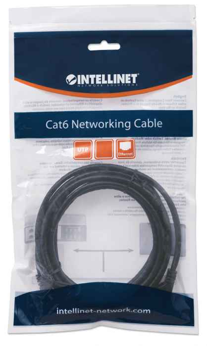 INTELLINET/MANHATTAN Patch Cable - CAT6 - Molded - 1m - Black