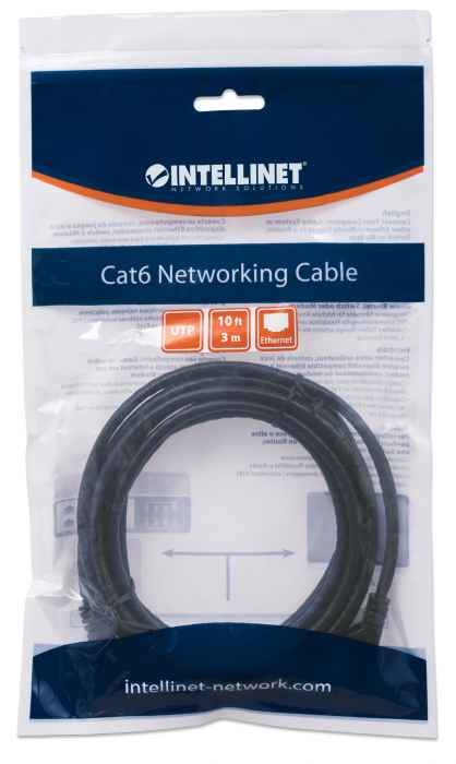 INTELLINET/MANHATTAN Patch Cable - CAT6 - Molded - 3m - Black