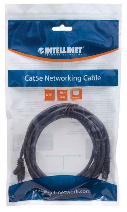 INTELLINET/MANHATTAN Patch Cable - Cat5e - Molded - 3m - Black