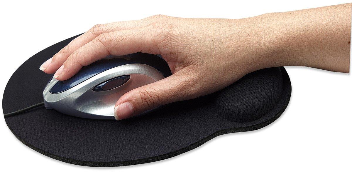 INTELLINET/MANHATTAN Wrist-rest Mouse Pad With Gel-like Foam Black