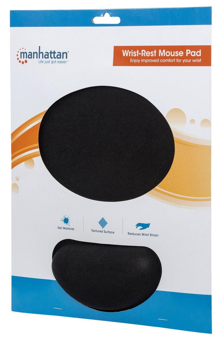 INTELLINET/MANHATTAN Wrist-rest Mouse Pad With Gel-like Foam Black