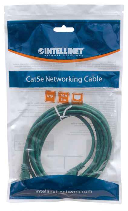 INTELLINET/MANHATTAN Patch Cable - Cat5e - Molded - 3m - Green