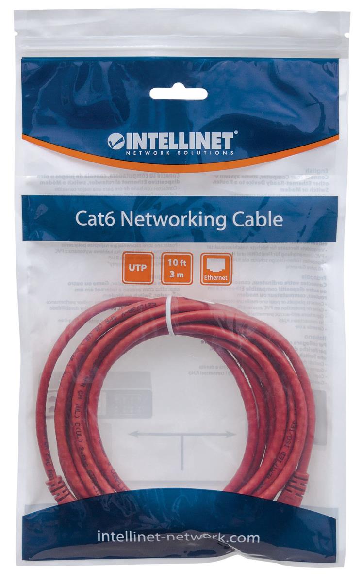 INTELLINET/MANHATTAN Patch Cable - Cat5e - Molded - 3m - Red