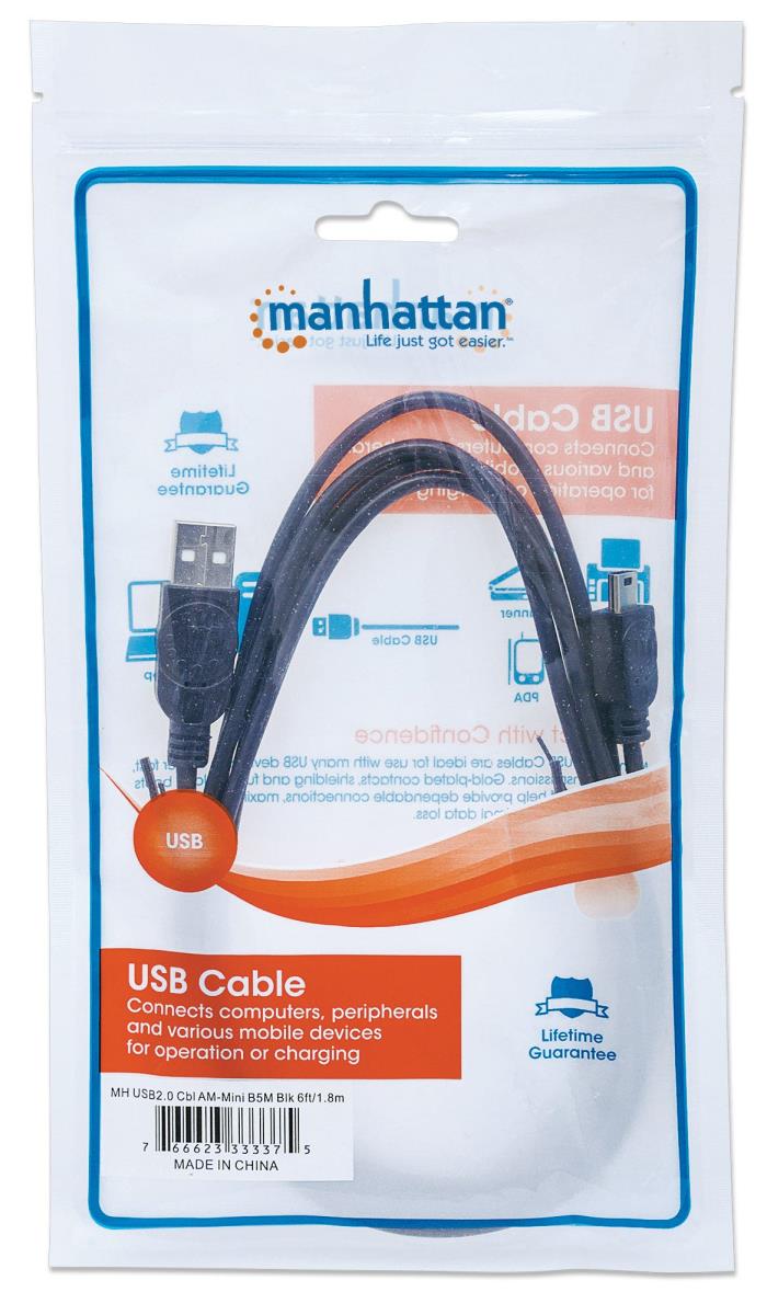 INTELLINET/MANHATTAN USB Cable A To Mini 5-pin USB2.0 2m Black