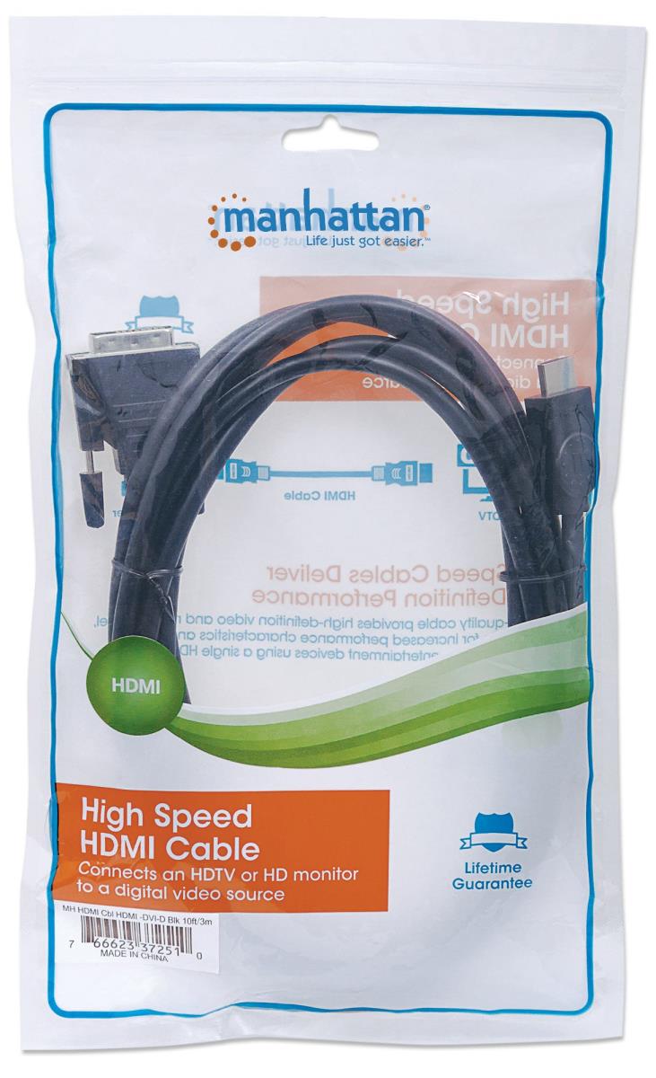 INTELLINET/MANHATTAN Monitor Cable HDMI/DVI DVI-d Dual Link M/m 3m