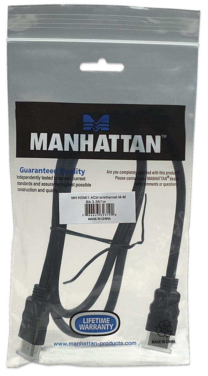 INTELLINET/MANHATTAN HDMI 1.4 Cable 19-pin Male- Male 1m