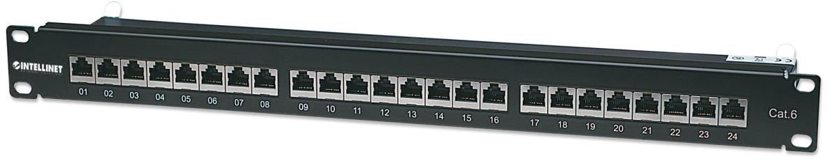 INTELLINET/MANHATTAN Patch Panel - 24 Port - CAT6 - Shielded - Black