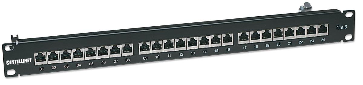 INTELLINET/MANHATTAN Patch Panel - 24 Port - CAT6 - Shielded - Black
