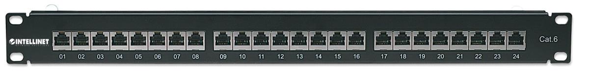 INTELLINET/MANHATTAN Patch Panel - 24 Port - CAT6 - Shielded - Black