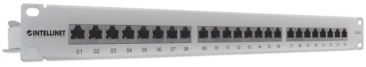 INTELLINET/MANHATTAN Patch Panel - 24 Port - CAT6 - Shielded - Grey
