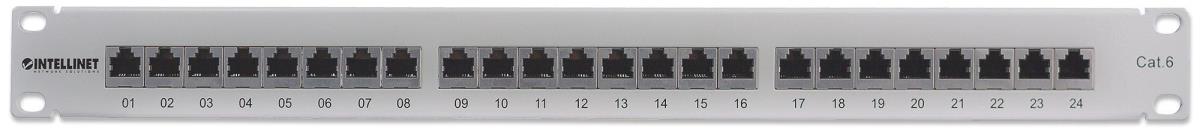 INTELLINET/MANHATTAN Patch Panel - 24 Port - CAT6 - Shielded - Grey