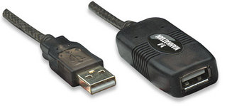 INTELLINET/MANHATTAN Hi-speed USB2.0 Active Extension Cable Daisy-chainable, A Male / A Female 10m