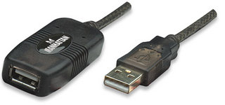 INTELLINET/MANHATTAN Hi-speed USB2.0 Active Extension Cable Daisy-chainable, A Male / A Female 10m