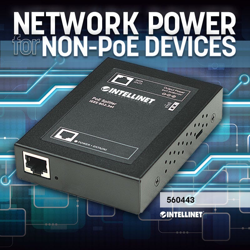 INTELLINET/MANHATTAN Poe+ Splitter Ieee802.3at, 5, 7.5, 9 Or 12 V Dc Output