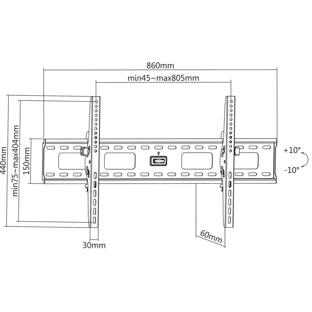 INTELLINET/MANHATTAN Monitor Mount - Wall - 1 Monitor - Tilt - 32 to 60in - Black