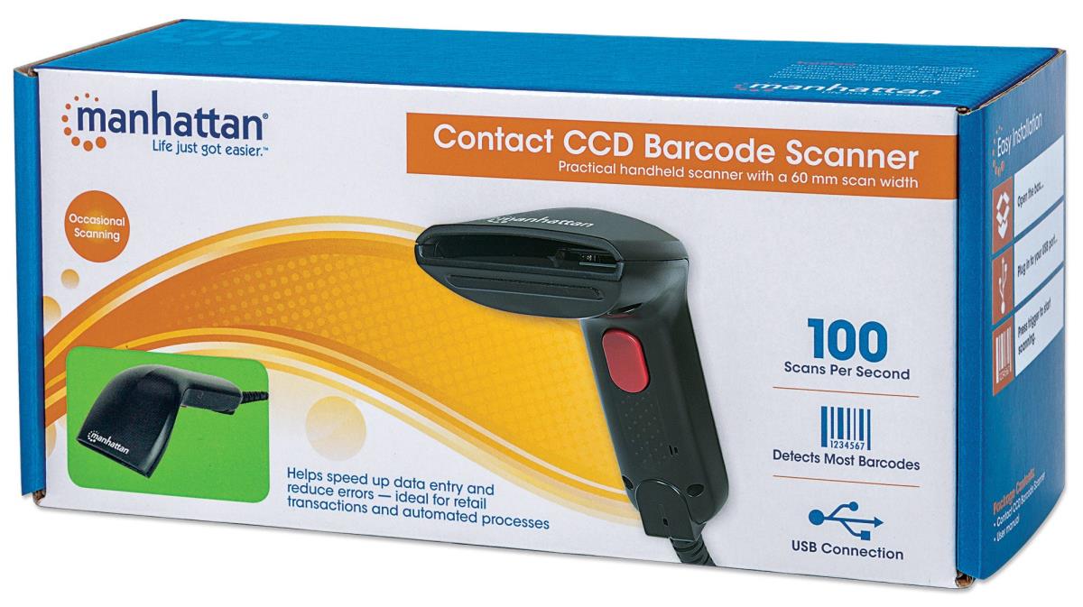 INTELLINET/MANHATTAN Contact CCD Barcode Scanner 81mm Scan Width USB
