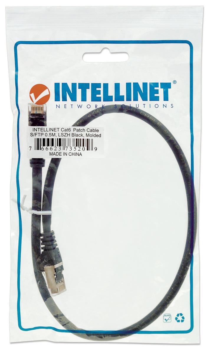 INTELLINET/MANHATTAN Patch Cable - CAT6 - 50cm - Black
