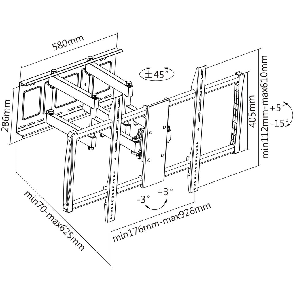 INTELLINET/MANHATTAN Monitor Mount - Wall - 1 Monitor - Full Motion - 60 to 100in - Black