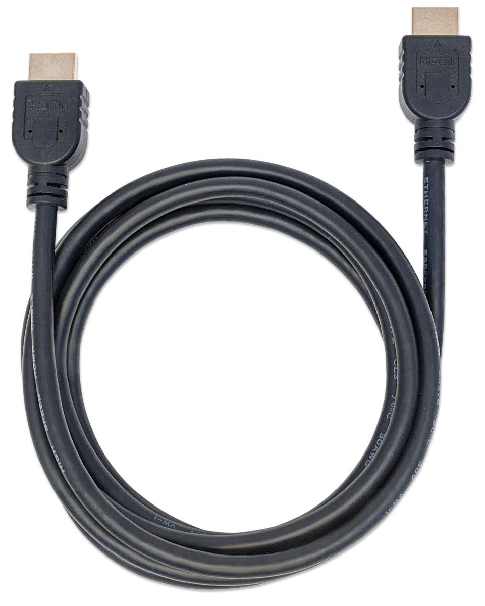 INTELLINET/MANHATTAN High Speed HDMI Cable Cl3 Arc 3D 4k Male Shielded Black 2m