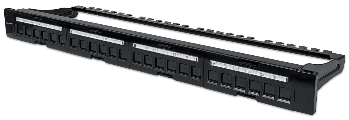 INTELLINET/MANHATTAN Patch Panel - Blank - 24-port - 1u - Black