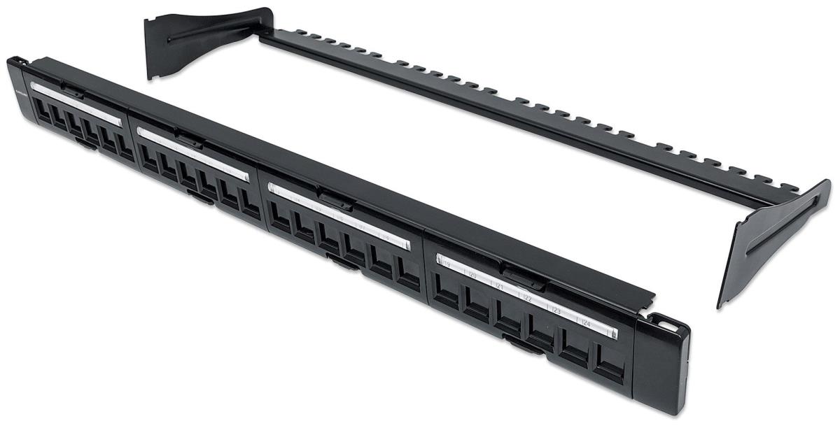 INTELLINET/MANHATTAN Patch Panel - Blank - 24-port - 1u - Black