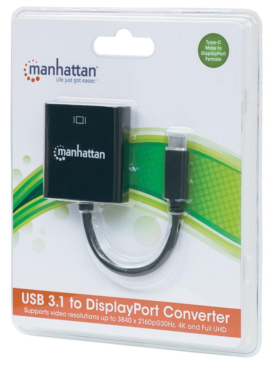 INTELLINET/MANHATTAN USB 3.1 DisplayPort Converter Typec Male To Female Blk