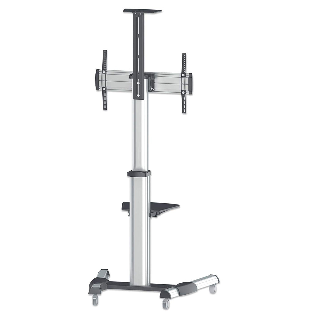 INTELLINET/MANHATTAN TV Cart - 1 TV - Tilt/Rotate/Height-Adjustable - 37 to 86in - Silver/Black