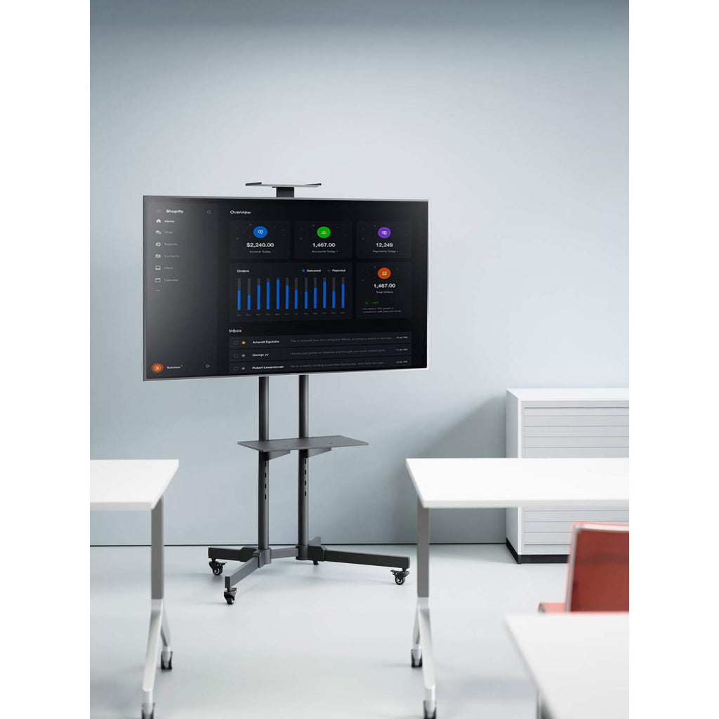 INTELLINET/MANHATTAN TV Cart - 1 TV - Tilt/Rotate/Height-Adjustable - 37 to 70in - Black